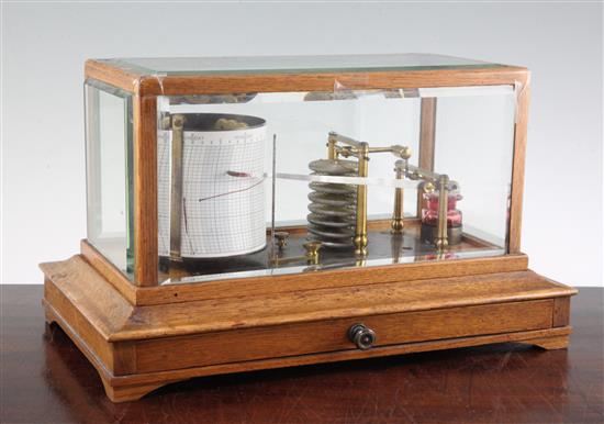 An Edwardian oak cased barograph, 14in.